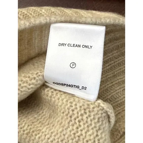 One Grey Day Cashmere V Neck Oatmeal Orange Stitch Sweater Size Small NWT $378 - Picture 6 of 8